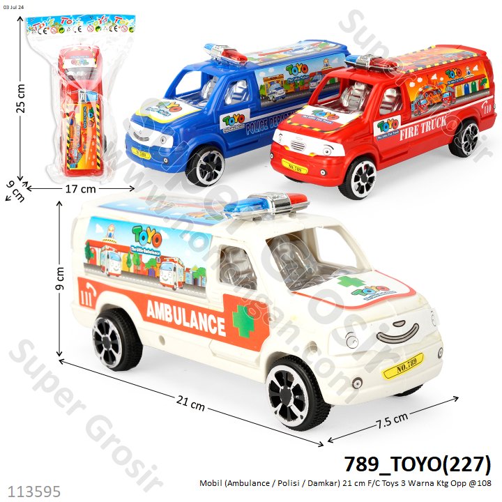 Mobil (Ambulance / Polisi / Damkar) 21 cm F/C Toys Ktg Opp @108