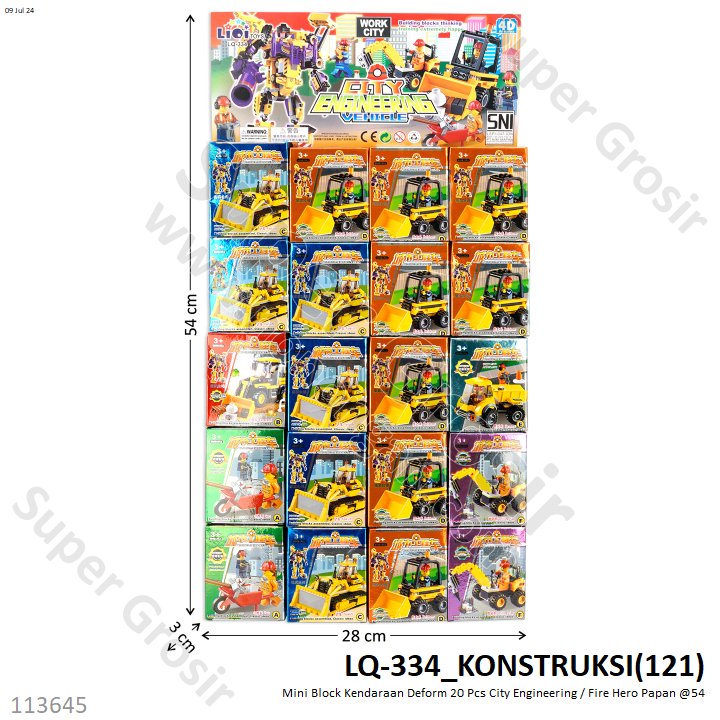 Mini Block Kendaraan Damkar / Konstruksi Deform 20 Pcs City Engineering / Fire Hero Papan @54