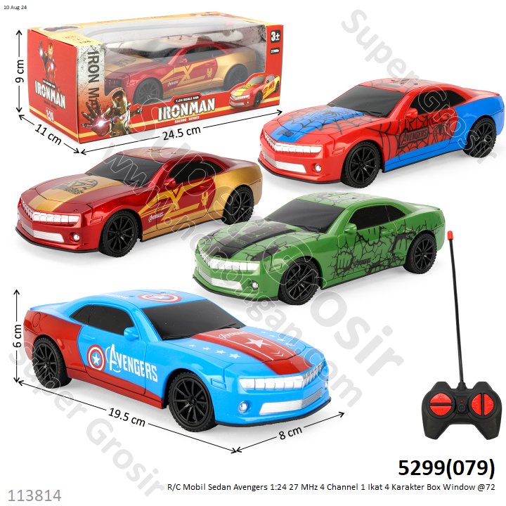 R/C Mobil Sedan Avengers 1:24 27 MHz 4 Channel 1 Ikat 4 Karakter Box Window @72