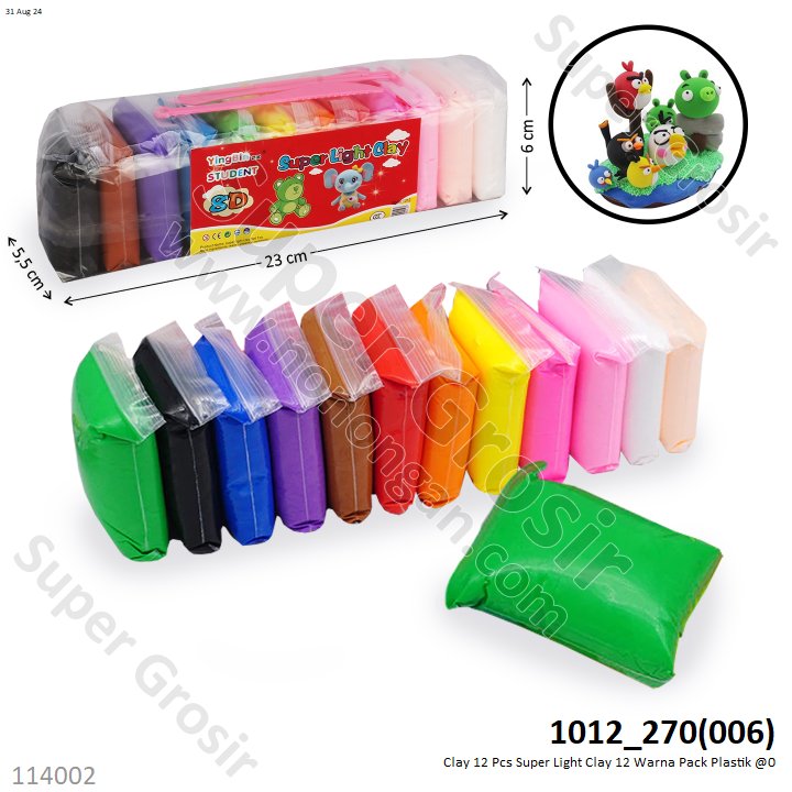 Clay 12 Pcs 85 Gram Super Light Clay 12 Warna HPA-8888 Pack Plastik @270