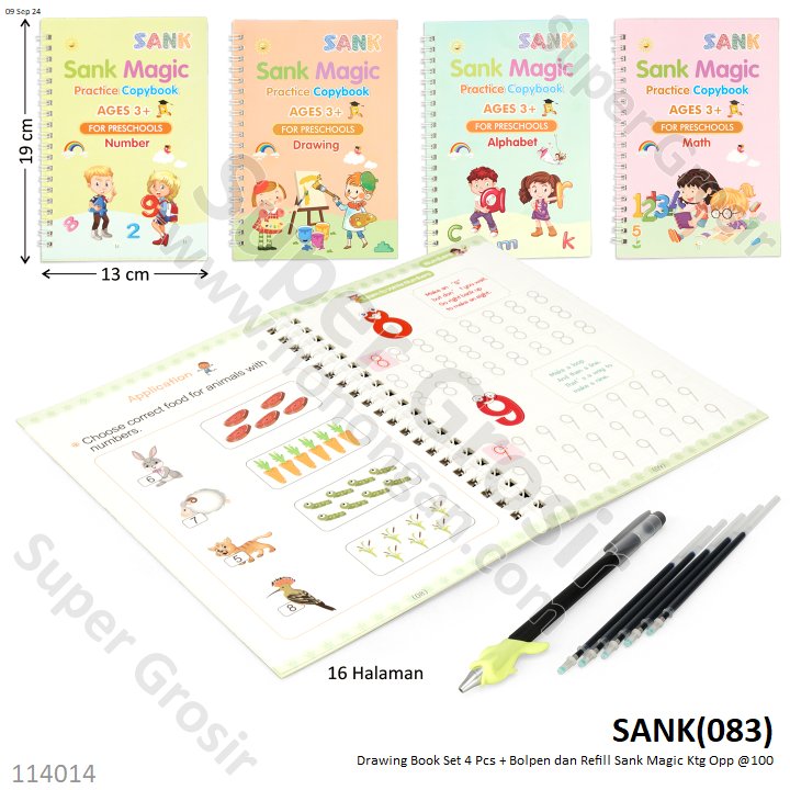 Drawing Book Set 4 Pcs + Bolpen dan Refill Sank Magic Ktg Opp @100