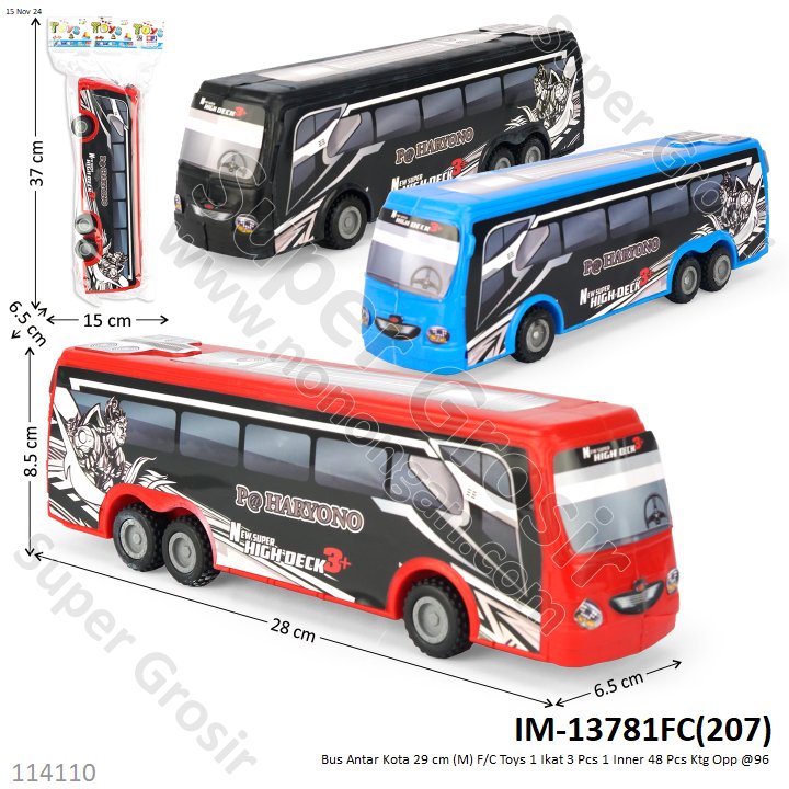 Bus Antar Kota F/C 29 cm (M) Toys 1 Ikat 3 Pcs 1 Inner 48 Pcs Ktg Opp @96