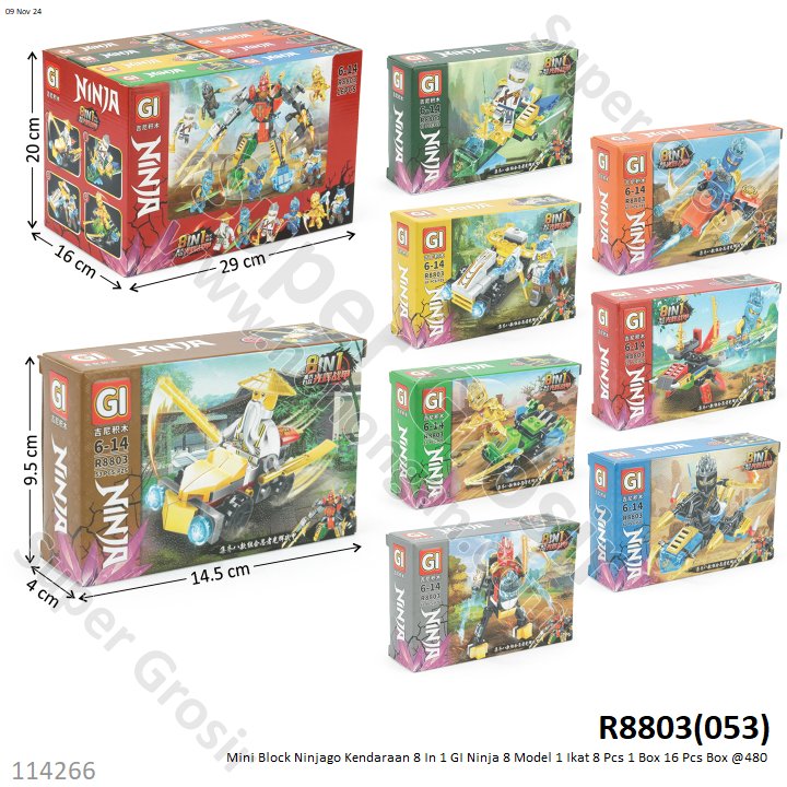 Mini Block Ninjago Kendaraan Deform Robot 8 In 1 GI Ninja 8 Model 1 Ikat 8 Pcs 1 Box 16 Pcs Box @480