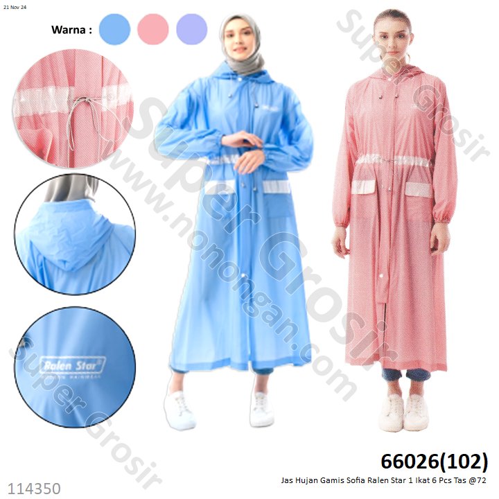 Jas Hujan Gamis Sofia Ralen Star 1 Ikat 6 Pcs Tas @72
