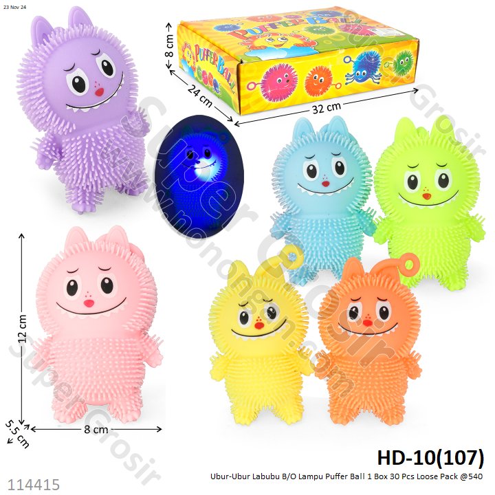 Ubur-Ubur Labubu Berdiri B/O Lampu Puffer Ball 1 Box 36 Pcs Loose Pack @648