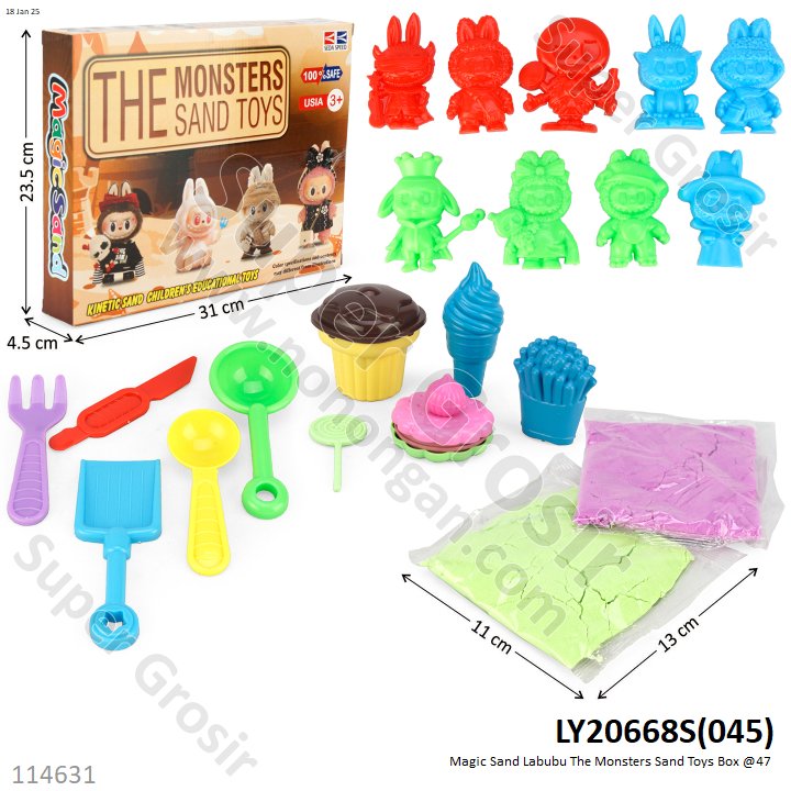 Magic Sand Set Cetakan Labubu The Monsters Sand Toys Box @47