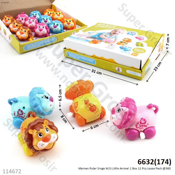 Mainan Putar Singa W/U Little Animal 1 Box 12 Pcs Loose Pack @360