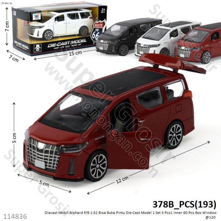 Diecast Mobil Alphard P/B 1:32 Bisa Buka Pintu Die-Cast Model 1 Set 3 Pcs1 Inner 60 Pcs Box Window @120