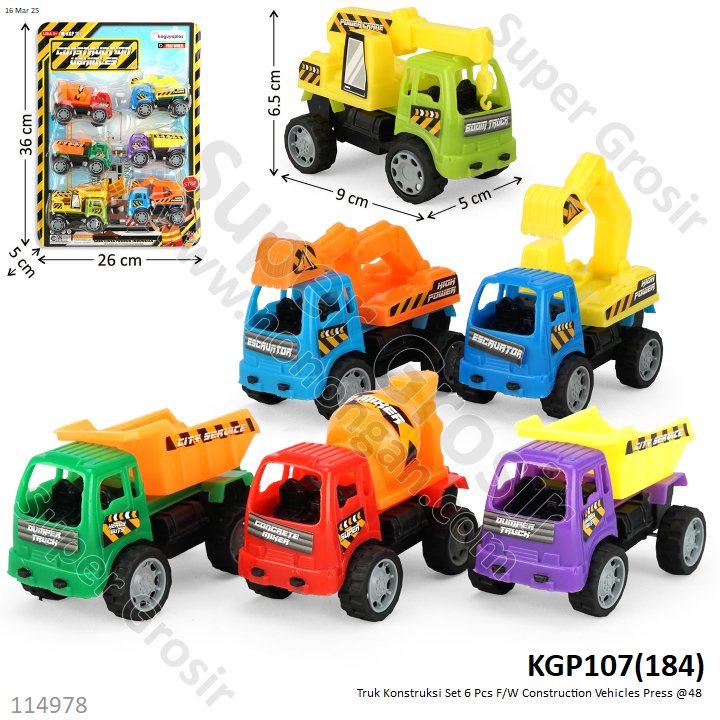 Truk Konstruksi 6 Pcs F/W Construction Vehicles Press @48