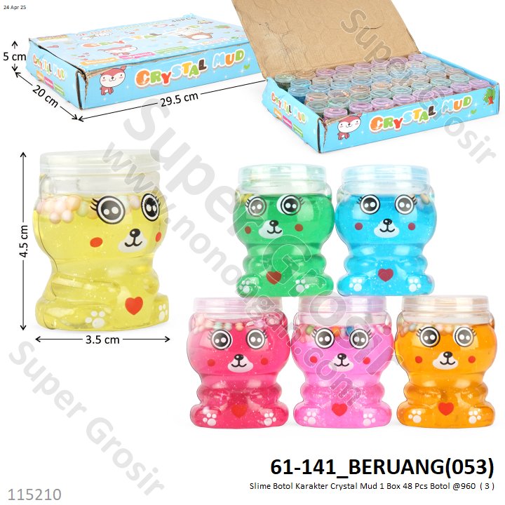 Slime Botol Karakter Crystal Mud 1 Box 48 Pcs Botol @960