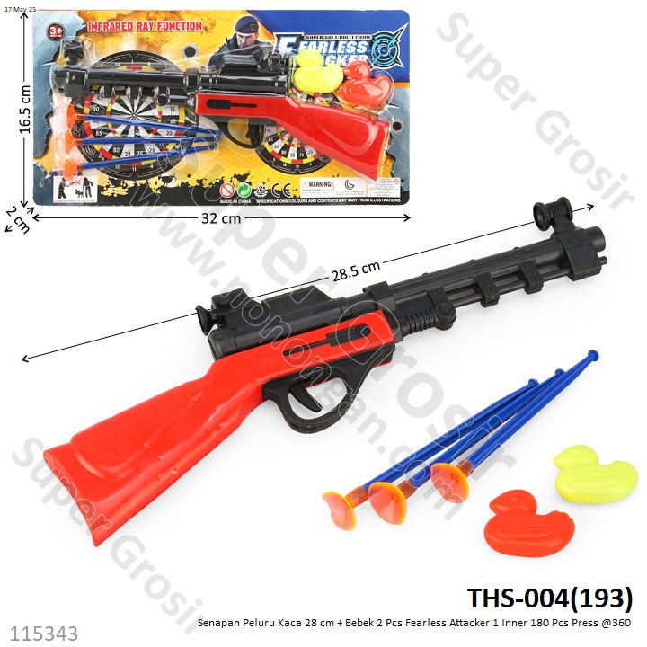 Senapan Peluru Kaca 28 cm + Bebek 2 Pcs Fearless Attacker 1 Inner 180 Pcs Press @360