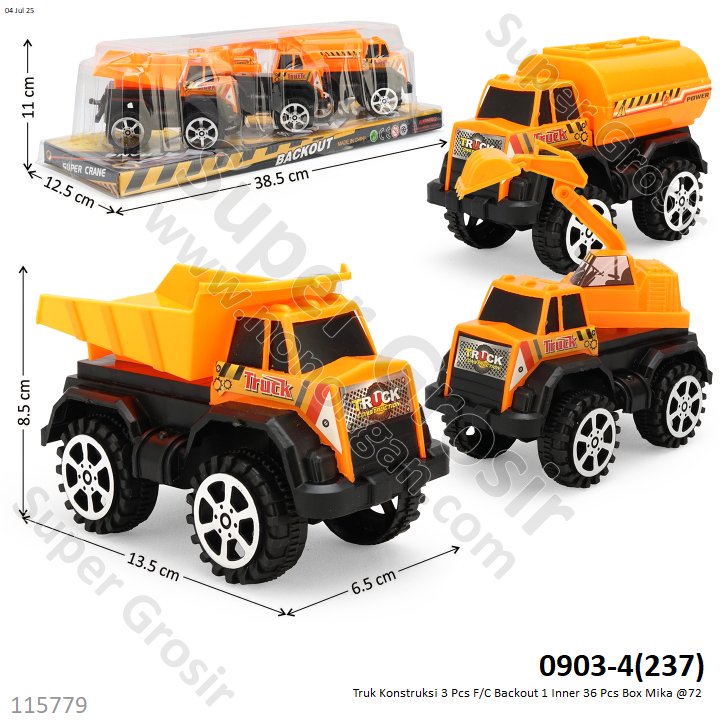 Truk Konstruksi 3 Pcs F/C Backout 1 Inner 36 Pcs Box Mika @72