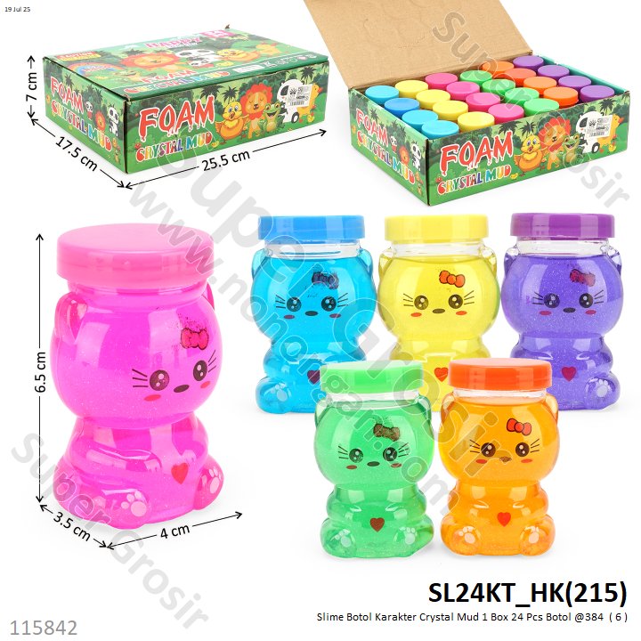 Slime Botol Karakter Crystal Mud 1 Box 24 Pcs Botol @384
