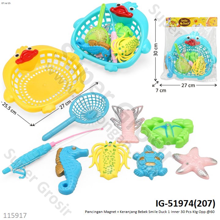Pancingan Magnet + Keranjang Bebek Smile Duck 1 Inner 30 Pcs Ktg Opp @60