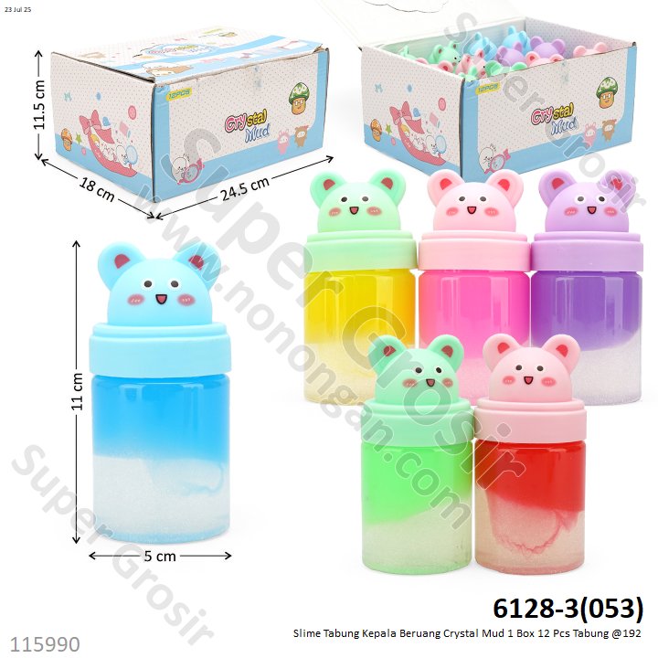 Slime Tabung Kepala Beruang Crystal Mud 1 Box 12 Pcs Tabung @192