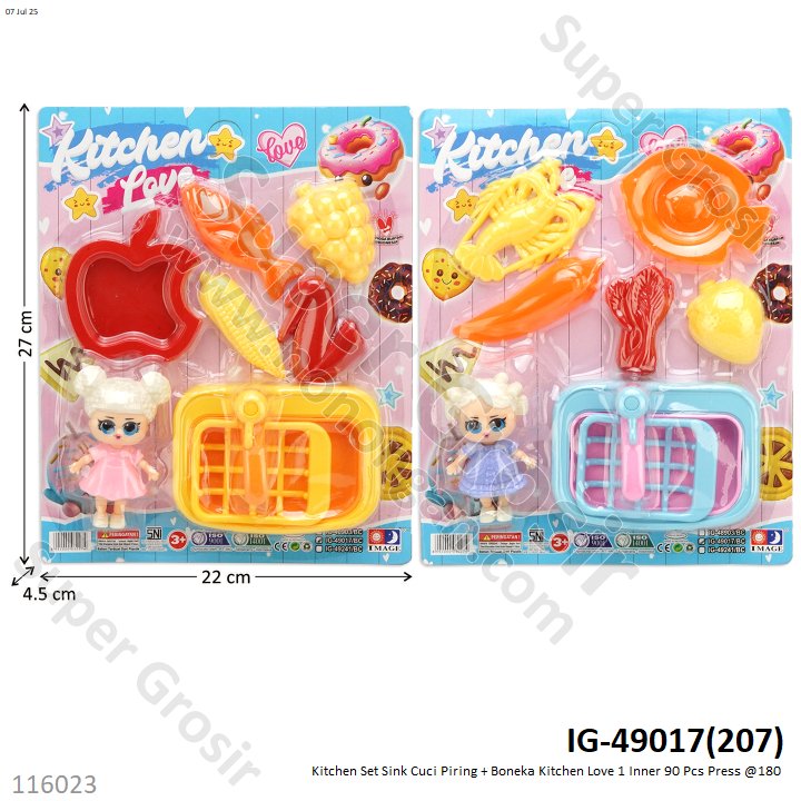 Kitchen Set Sink Cuci Piring + Boneka Kitchen Love 1 Inner 90 Pcs Press @180