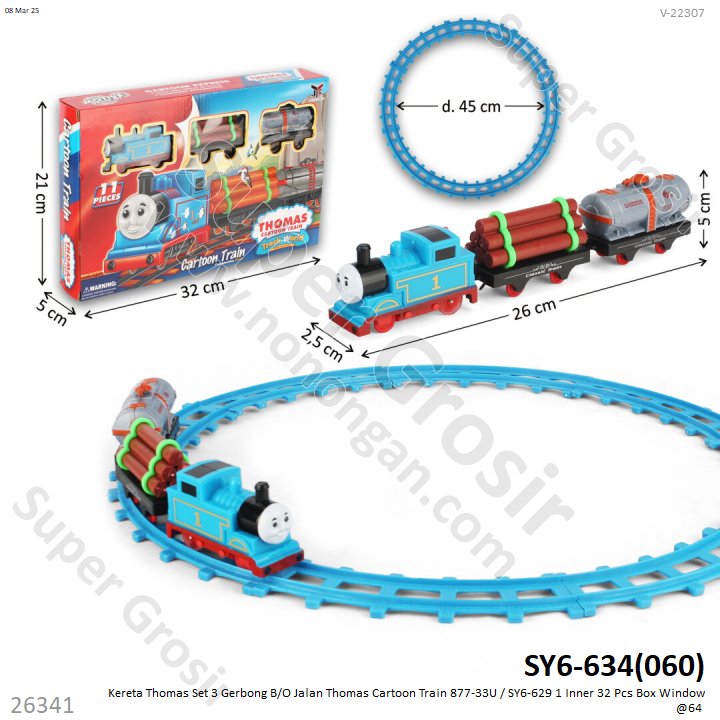 Kereta Thomas 3 Gerbong dan Track B/O Jalan Thomas Cartoon Train Box Window @77