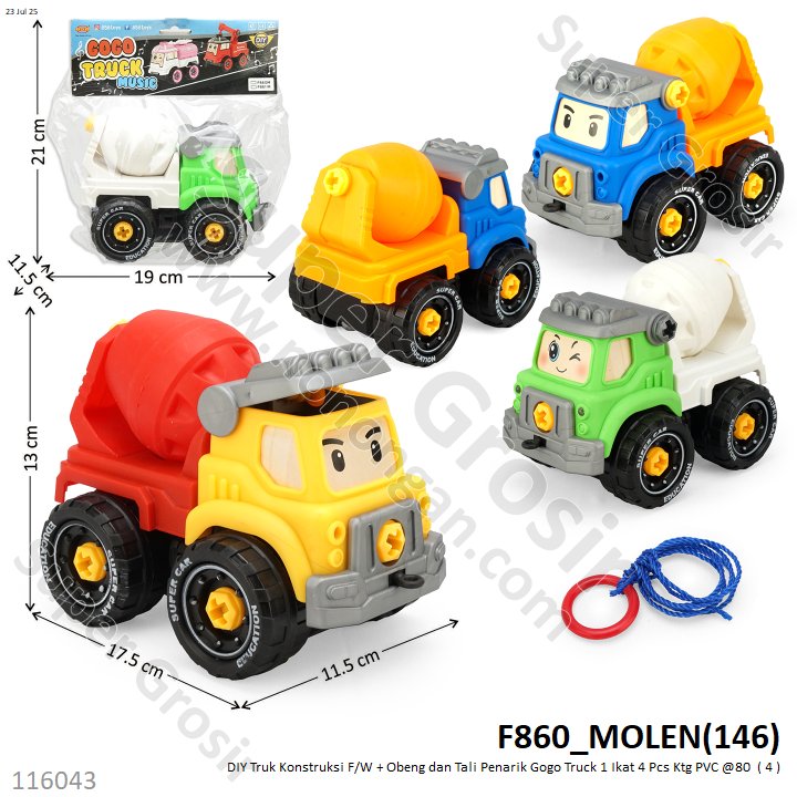 DIY Truk Konstruksi F/W + Obeng dan Tali Penarik Gogo Truck Ktg PVC @80