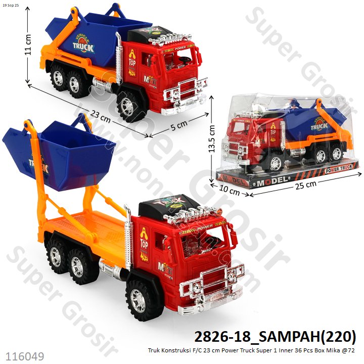 Truk Sampah 23 cm F/C Power Truck 1 Inner 36 Pcs Box Mika @72