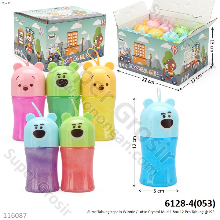 Slime Tabung Kepala Winnie / Lotso Crystal Mud 1 Box 12 Pcs Tabung @192