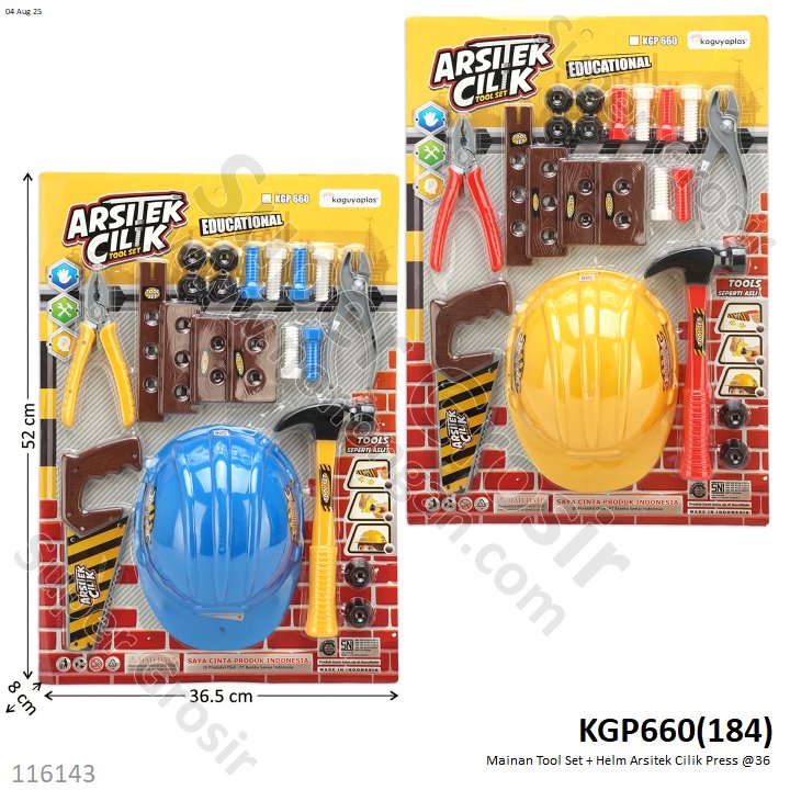Mainan Tool Set + Helm Arsitek Cilik Press @36