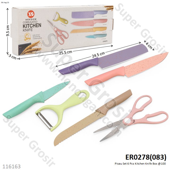 Pisau Set 6 Pcs Kitchen Knife Box @100
