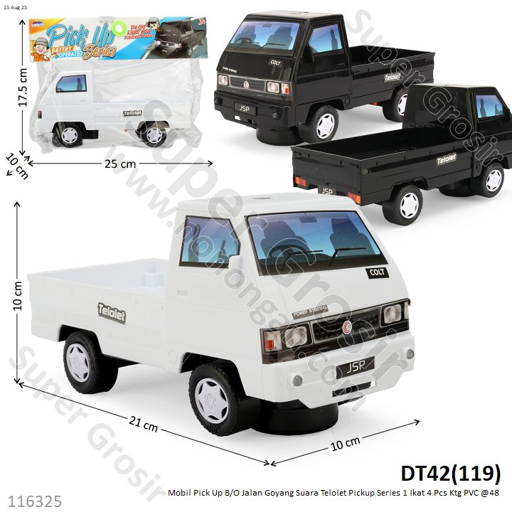Mobil Pick Up L-300 B/O Jalan Goyang Suara Telolet Pickup Series 1 Ikat 4 Pcs Ktg PVC @48