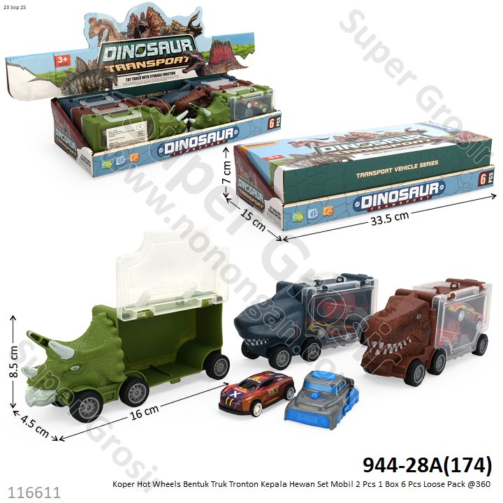 Koper Hot Wheels Bentuk Truk Tronton Kepala Hewan F/W Isi Mobil F/W + Pelontar Dinosaur Transport 1 Box 6 Pcs Loose Pack @360