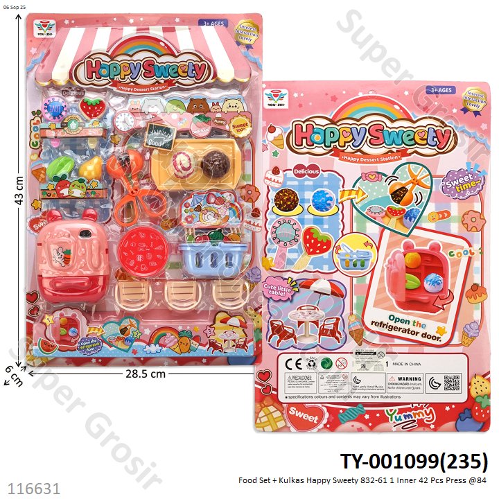 Food Set + Kulkas Happy Sweety 832-61 1 Inner 42 Pcs Press @84