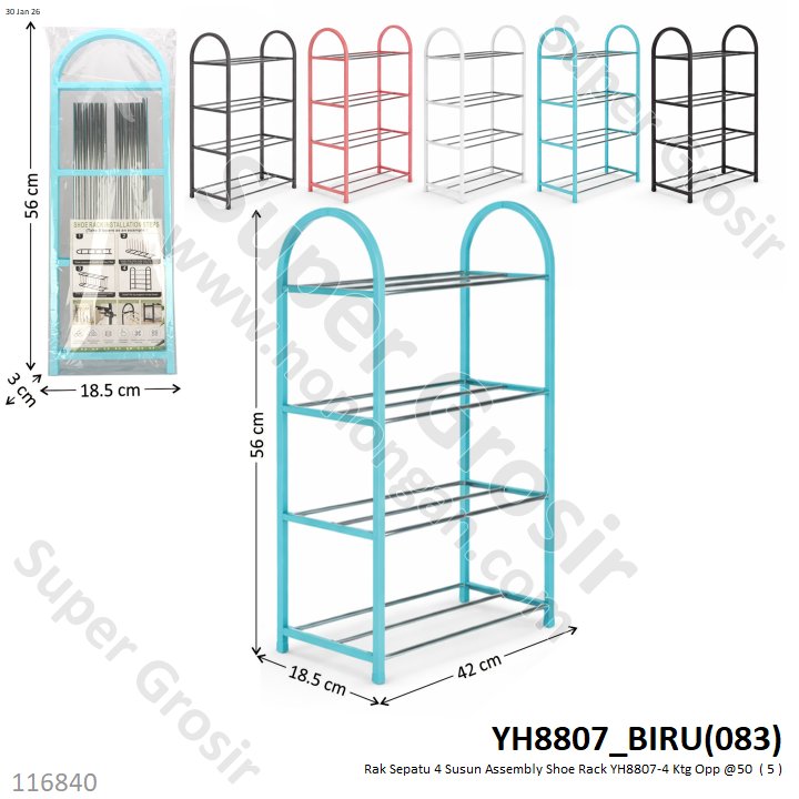 Rak Sepatu 4 Susun Assembly Shoe Rack YH8807-4 Ktg Opp @50