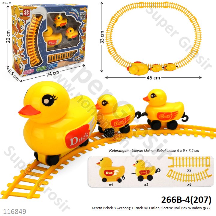 Kereta Bebek 3 Gerbong + Track B/O Jalan Electric Rail 266B-4 Box Window @72
