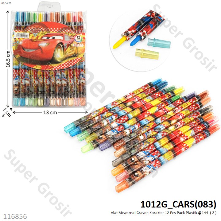 Alat Mewarnai Crayon Karakter 12 Pcs Pack Plastik @144