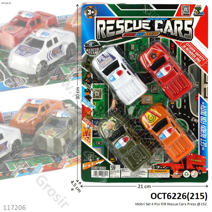 Mobil Set 4 Pcs P/B Rescue Cars Press @152