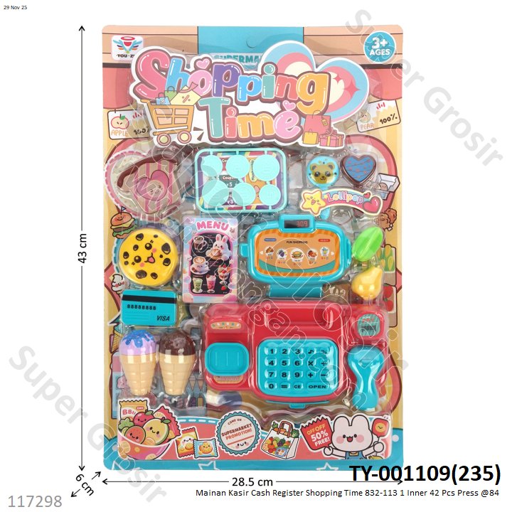 Mainan Kasir Cash Register Shopping Time 832-113 1 Inner 42 Pcs Press @84
