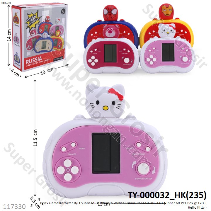 Brick Game Karakter B/O Suara Musik Russia Vertical Game Console ME-140 1 Inner 60 Pcs Box @120