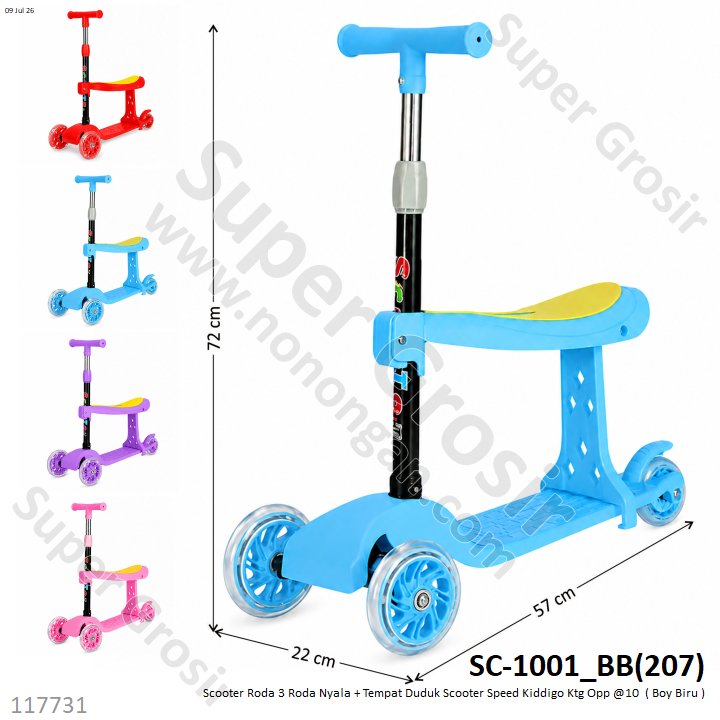 Scooter Roda 3 Roda Nyala + Tempat Duduk Scooter Speed Kiddigo Ktg Opp @10