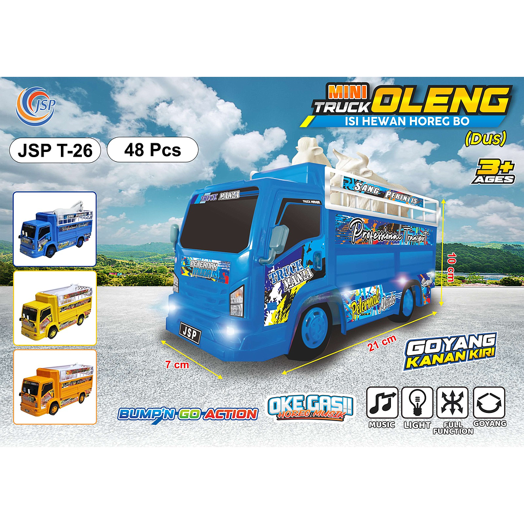 Truk Muat B/O Jalan Goyang Telolet Lampu Bump n Go Action 1 Ikat 4 Pcs Box Window @48