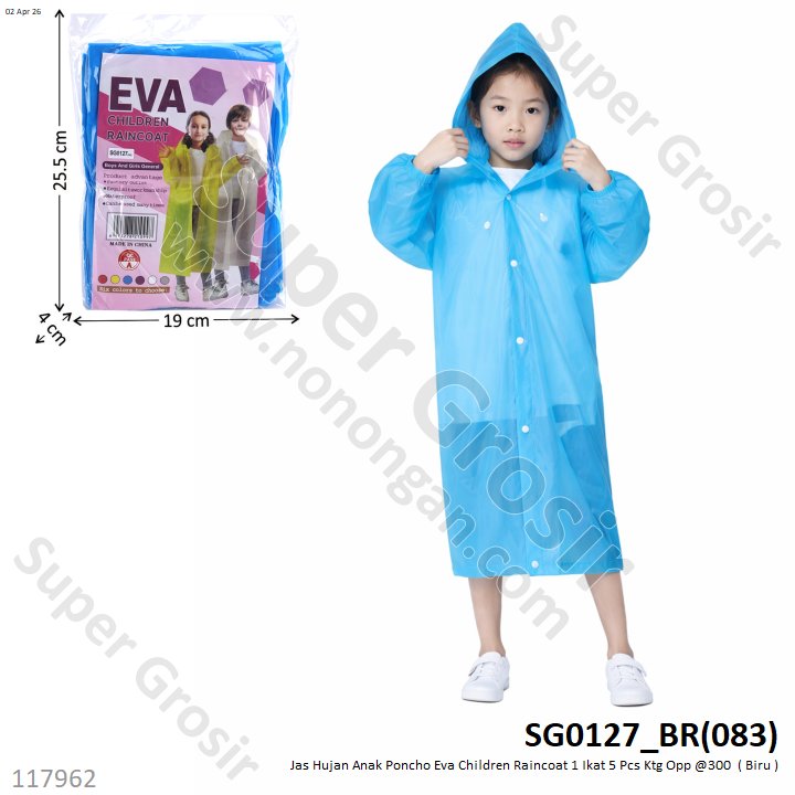 Jas Hujan Anak Poncho Eva Children Raincoat 1 Ikat 5 Pcs Ktg Opp @300