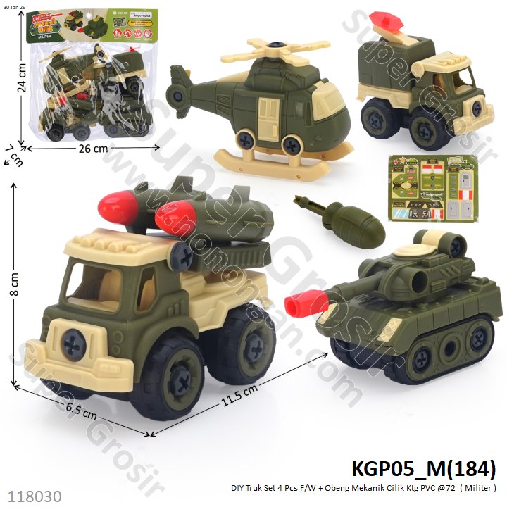 DIY Truk Set 4 Pcs F/W + Obeng Mekanik Cilik Ktg PVC @72