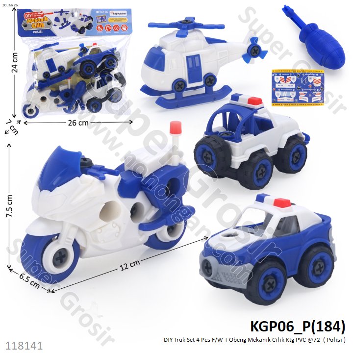 DIY Truk Set 4 Pcs F/W + Obeng Mekanik Cilik Ktg PVC @72