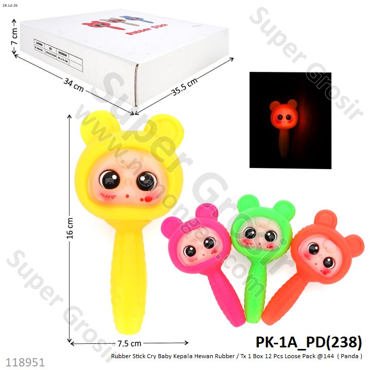 Rubber Stick Cry Baby Kepala Hewan Rubber / Tx 1 Box 12 Pcs Loose Pack @144