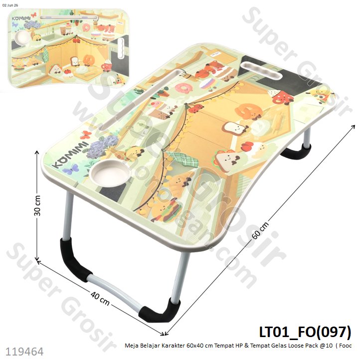 Meja Belajar Karakter 60x40 cm Tempat HP &amp; Tempat Gelas Loose Pack @10