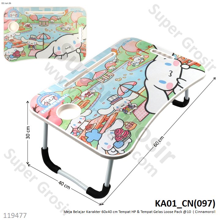 Meja Belajar Karakter 60x40 cm Tempat HP &amp; Tempat Gelas Loose Pack @10