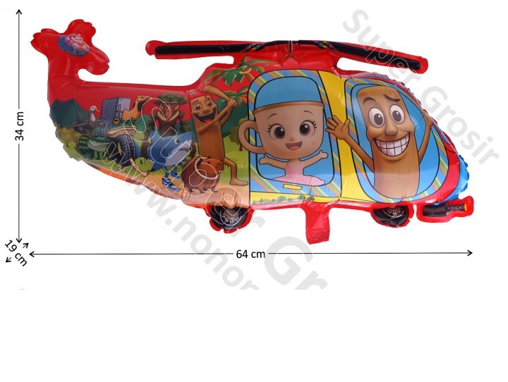 Balon Gas Helikopter Gambar Karakter 50 Pcs Pack Plastik @60