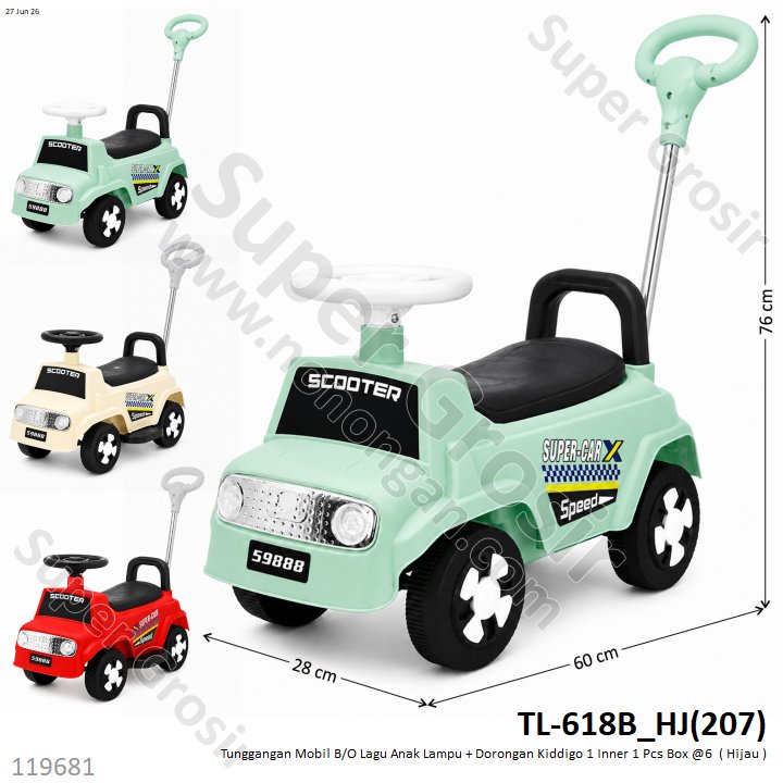 Tunggangan Mobil B/O Lagu Anak Lampu + Dorongan Kiddigo 1 Inner 1 Pcs Box @6