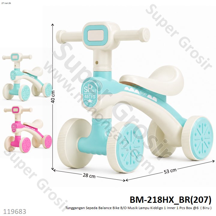 Tunggangan Sepeda Balance Bike B/O Musik Lampu Kiddigo 1 Inner 1 Pcs Box @6