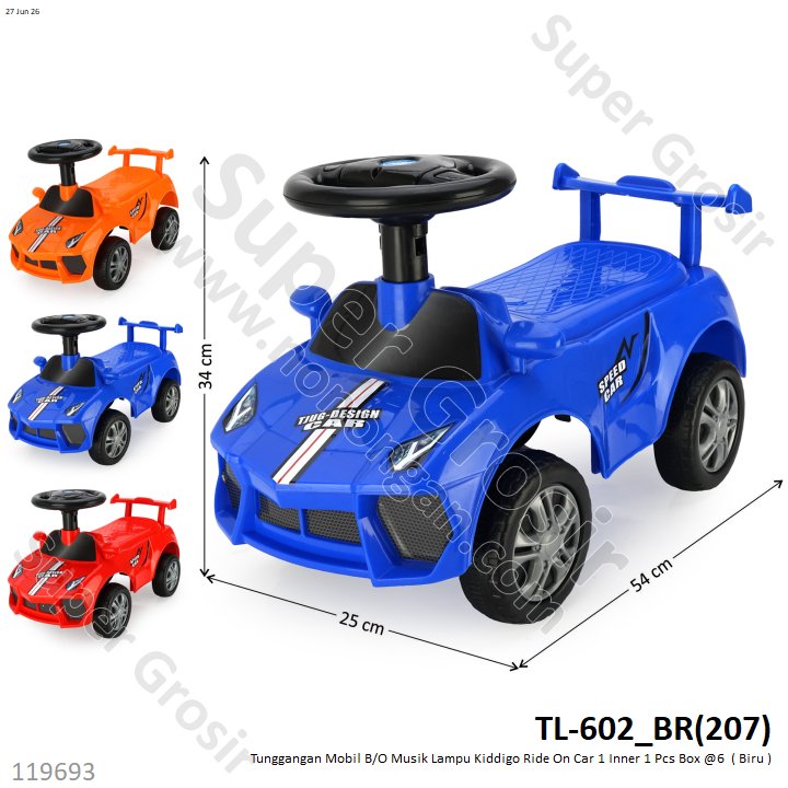 Tunggangan Mobil B/O Musik Lampu Kiddigo Ride On Car 1 Inner 1 Pcs Box @6
