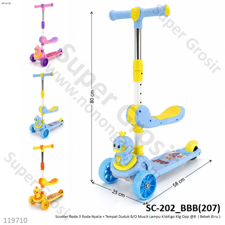 Scooter Roda 3 Roda Nyala + Tempat Duduk B/O Musik Lampu Kiddigo Ktg Opp @8