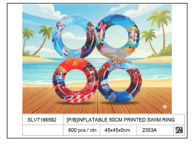 Pelampung Bulat Karakter 50 cm Swimming Ring 50# 1 Pack 60 Pcs Ktg Opp @600