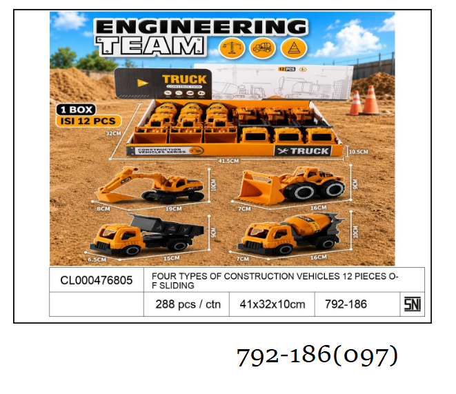Truk Konstruksi F/W Engineering Team 1 Box 12 Pcs 1 Inner 144 Pcs Loose Pack @288